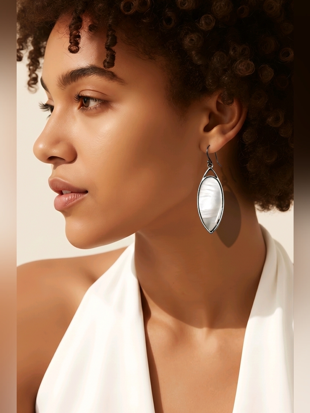 NWT NADINE WEST Silver Polished Shell Drop Earrings ~1 3/4"